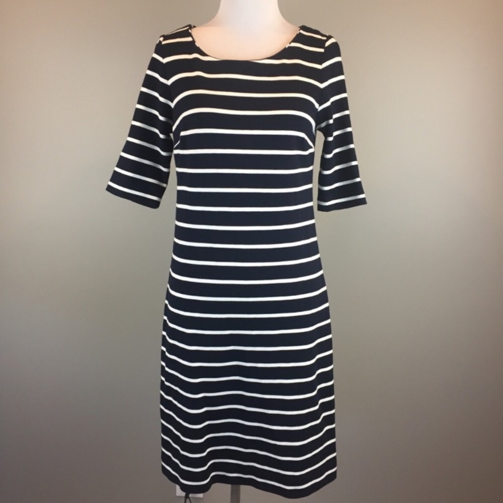 Banana Republic PETITE XS Striped Navy White Dress